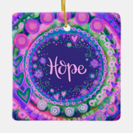 Fun Floral Hope Paarse Inspirivity Keramisch Ornament