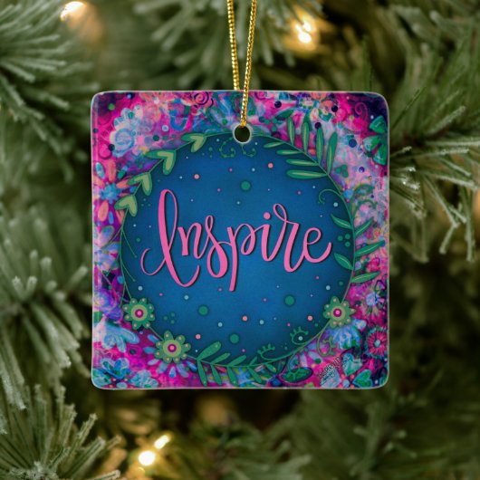 Fun Floral Inspireren hart-inspiratie Keramisch Ornament (Boom)