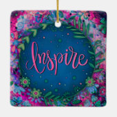 Fun Floral Inspireren hart-inspiratie Keramisch Ornament (Achterkant)