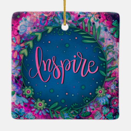 Fun Floral Inspireren hart-inspiratie Keramisch Ornament (Achterkant)