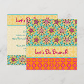 Fun Floral Invitation Kaart (Voorkant / Achterkant)