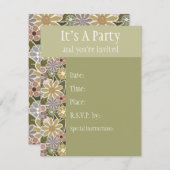 Fun Floral Invitation Kaart (Voorkant / Achterkant)