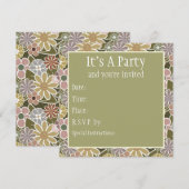 Fun Floral Invitation Kaart (Voorkant / Achterkant)