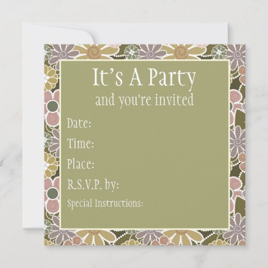 Fun Floral Invitation Kaart (Voorkant)