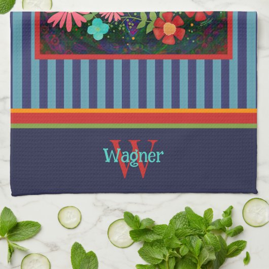 Fun Floral Je hebt deze quote Initiaal naam Theedoek (Gevouwen)