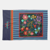 Fun Floral Je hebt deze quote Initiaal naam Theedoek (Horizontaal)