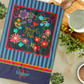 Fun Floral Je hebt deze quote Initiaal naam Theedoek