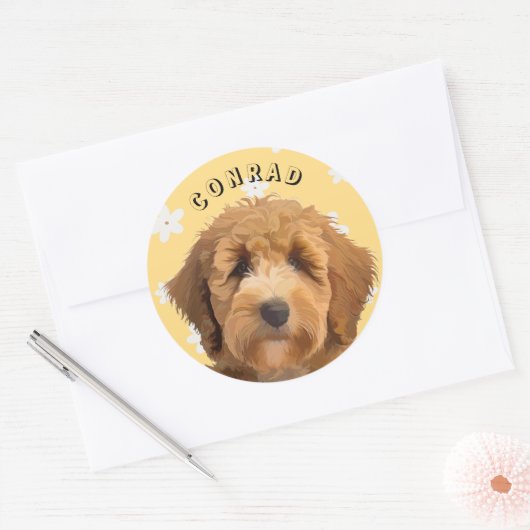 Fun Floral Labradoodle Stickers Cute Retro Design (Envelop)