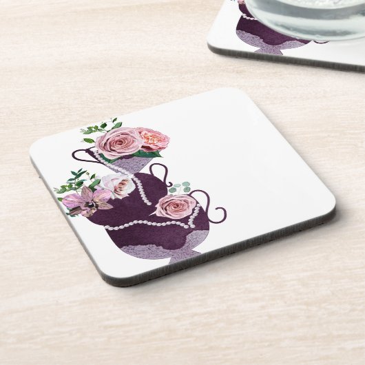 Fun Floral Tea Cups Kitchen Bier Onderzetter (Linkerzijde)