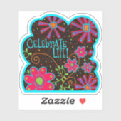 Fun Floral Vieren Leven Leuk Kleurrijke Inspiratie Sticker (Vel)