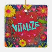 Fun Floral Vitalize Dragonfly Inspirivity Keramisch Ornament (Achterkant)