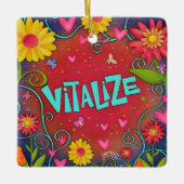 Fun Floral Vitalize Dragonfly Inspirivity Keramisch Ornament (Voorkant)