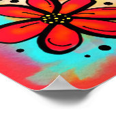 Fun Floral "Werk hard" Inspirerend klaslokaal Poster (Hoek)