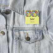 Fun Florals Bright Name Badge Button (In situ)