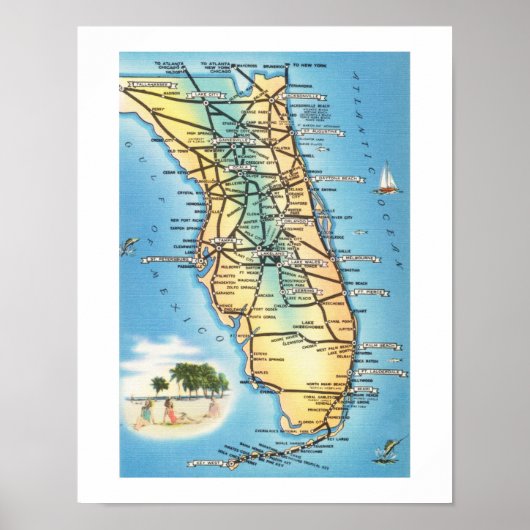 Fun  Florida Map Poster (Voorkant)