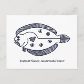 Fun Flounder Fish in Deepest Blue en White Briefkaart (Voorkant)