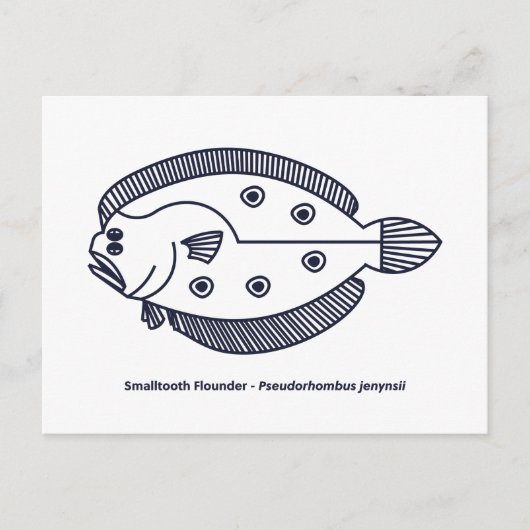 Fun Flounder Fish in Deepest Blue en White Briefkaart (Voorkant)