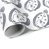 Fun Flounder Fish in Deepest Blue en White Cadeaupapier (Rol Hoek)