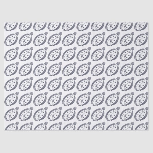 Fun Flounder Fish in Deepest Blue en White Tissuepapier (Voorkant)