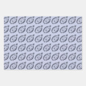 Fun Flounder Fish in Deepest Blue op Licht Paarse Inpakpapier Vel (Voorkant 3)