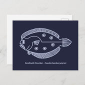 Fun Flounder Fish in Licht Paarse op Deepest Blue Briefkaart (Voorkant / Achterkant)