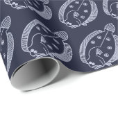 Fun Flounder Fish in Licht Paarse op Deepest Blue Cadeaupapier (Rol Hoek)