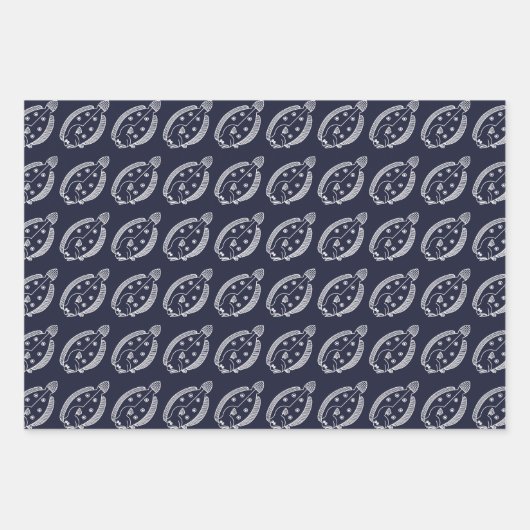Fun Flounder Fish in White op Deepest Blue Inpakpapier Vel (Voorkant 2)