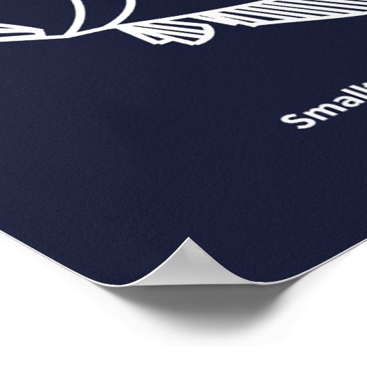 Fun Flounder Fish in White op Deepest Blue Poster (Hoek)