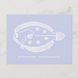 Fun Flounder Vis in Wit op Licht Paarse Briefkaart