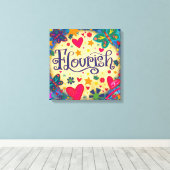 Fun Flourish Inspirerend Hart Bloemen Canvas Afdruk (Insitu (Houten vloer))