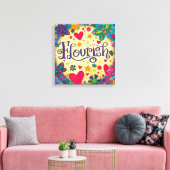 Fun Flourish Inspirerend Hart Bloemen Canvas Afdruk (Insitu (Woonkamer))