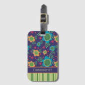 Fun Flower Aangepaste Patroon Naam Inspirivity Bagagelabel (Voorkant (verticaal))