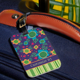 Fun Flower Aangepaste Patroon Naam Inspirivity Bagagelabel