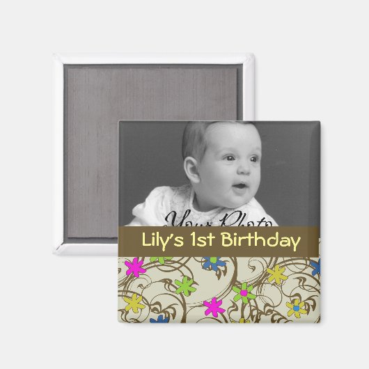 Fun Flower Baby Favor Magneet (Voorkant / Achterkant)