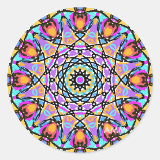 Fun Flower Kaleidoscoop Ronde Sticker