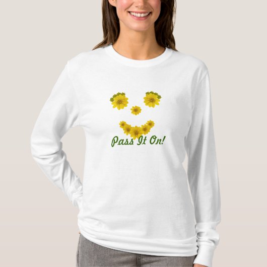 Fun Flower Smile Photos Sjabloon  T-shirt (Voorkant)