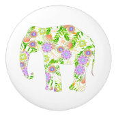 Fun Flowered Elephant Keramische Knop (Voorkant)