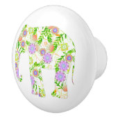 Fun Flowered Elephant Keramische Knop (Rechts)