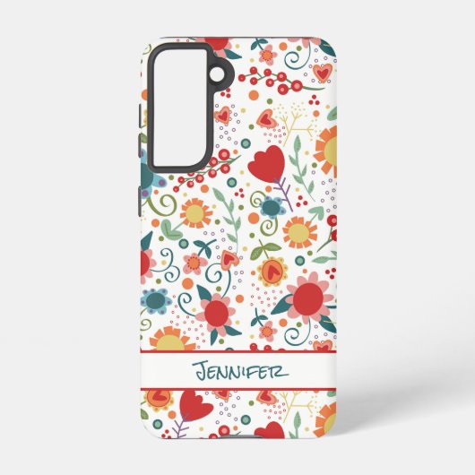 Fun Flowers Gepersonaliseerd Bloemen Girly Leuke H Samsung Galaxy Hoesje (Achterkant)