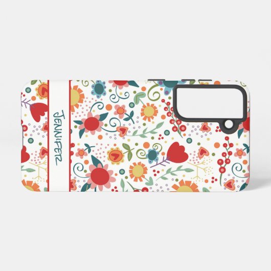 Fun Flowers Gepersonaliseerd Bloemen Girly Leuke H Samsung Galaxy Hoesje (Achterkant horizontaal)