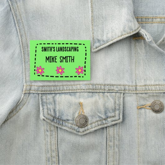 Fun Flowers Green Name Badge (In situ)