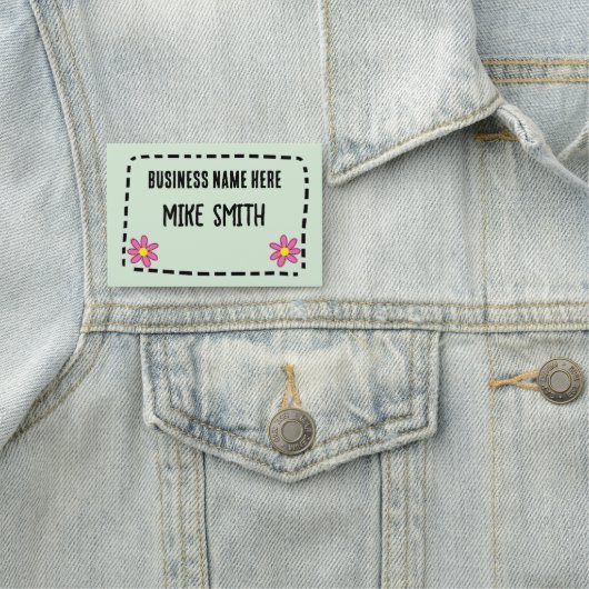 Fun Flowers Green Name Badge (In situ)