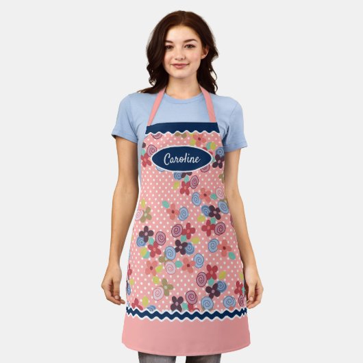 Fun Flowers Polkadots Pattern Blush Pink Schort (Gedragen)