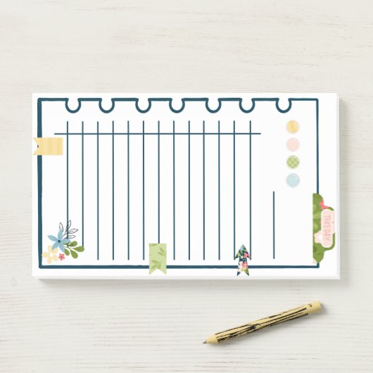 Fun Flowers & Tabs Notes Lrg Post-it Notes (Op bureau)