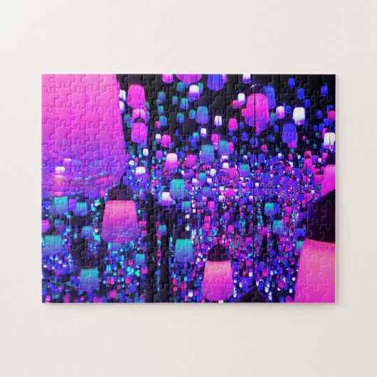 Fun Fluro-lampjes heldere roze Paarse uitdaging Legpuzzel (Horizontaal)