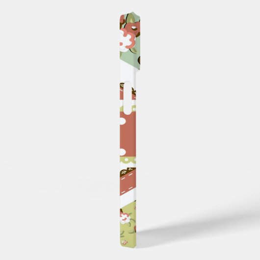 Fun Folk Quilt British Union Jack Flowers bruin Case-Mate iPhone Case (Achterkant / Rechts)