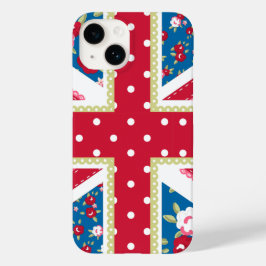 Fun Folk Quilt British Union Jack Flowers Case-Mate iPhone 14 Hoesje