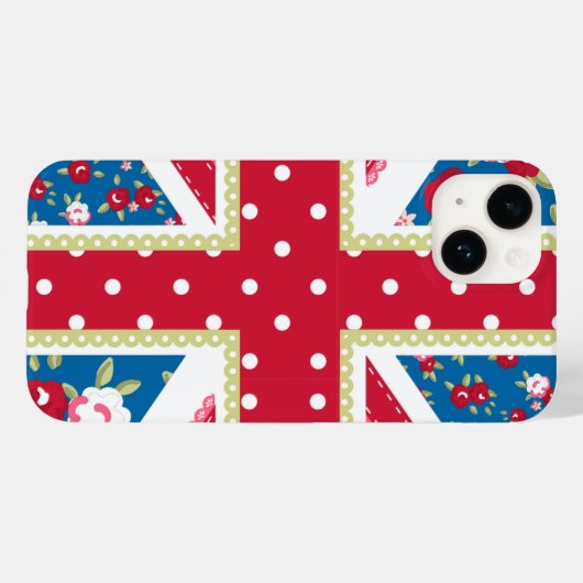 Fun Folk Quilt British Union Jack Flowers Case-Mate iPhone Case (Achterkant (horizontaal))