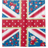 Fun Folk Quilt British Union Jack Flowers Douchegordijn (Voorkant)
