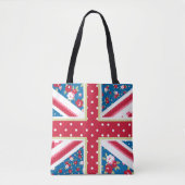 Fun Folk Quilt British Union Jack Flowers Tote Bag (Voorkant)